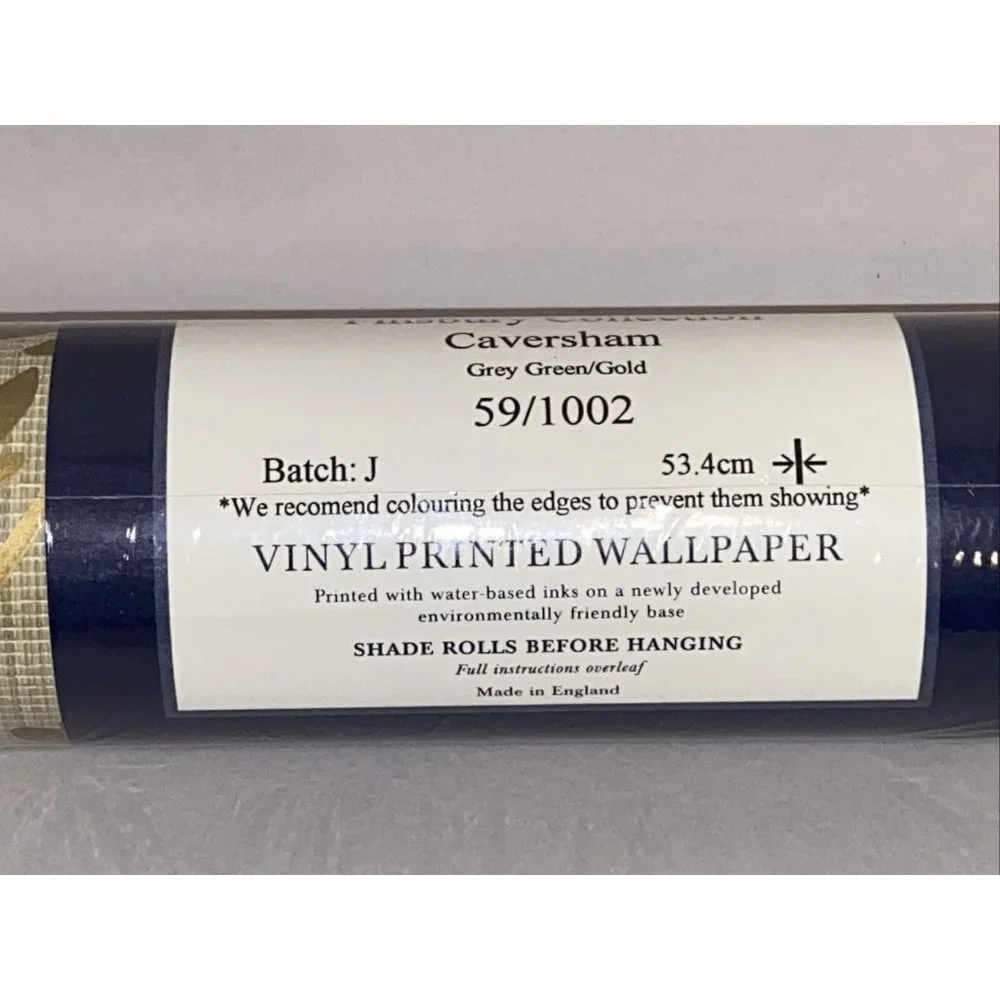 Cole & Son Finsbury Collection Caversham Grey Green Gold Vinyl Wallpaper Luxury